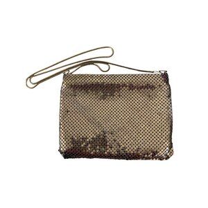 Vintage Copper Metal Mesh Evening Bag With Chain Strap Zipper Closure 9" x 6.5"